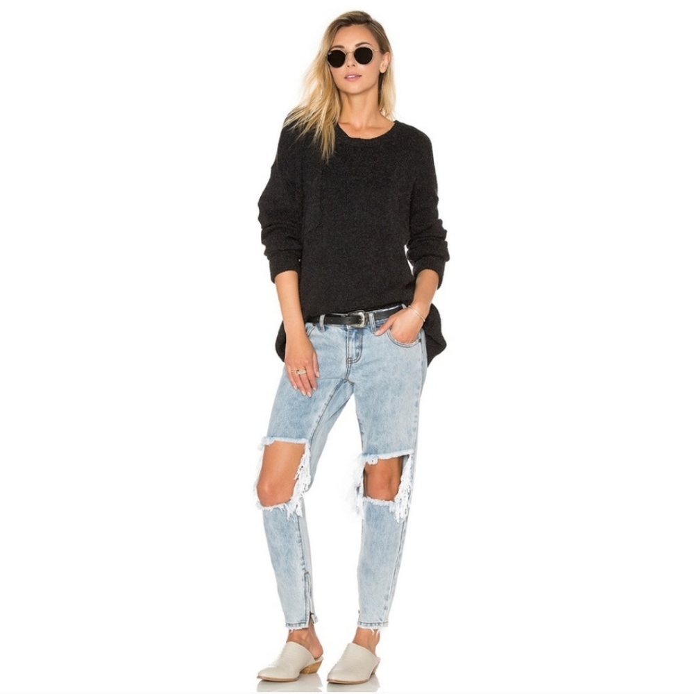 NEW One Teaspoon Freebirds Rigid Low Rise Distressed Ankle Zip Skinny Jeans